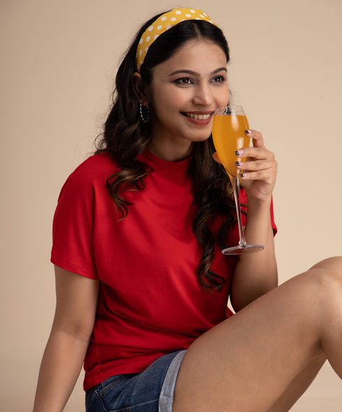 Red Batwing Loose Fitted Tshirt